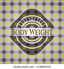 Body Weight arabesque emblem background. arabic decoration.