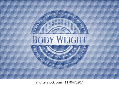 Body Weight blue polygonal badge.