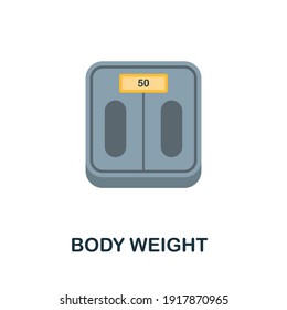 Icono plano de peso corporal. Elemento sencillo de color de la colección de nutrición. Icono de peso corporal creativo para diseño web, plantillas, infografías y más