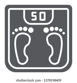 Body weight glyph icon, measurement and kilogram, scale sign, vector graphics, a solid pattern on a white background, eps 10.