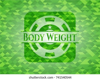 Body Weight green emblem with triangle mosaic background