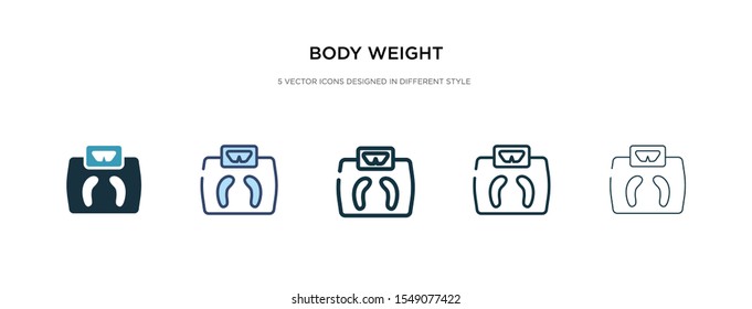 body weight icon in different style vector illustration. two colored and black body weight vector icons designed in filled, outline, line and stroke style can be used for web, mobile, ui