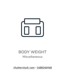 Body weight icon. Thin linear body weight outline icon isolated on white background from miscellaneous collection. Line vector sign, symbol for web and mobile