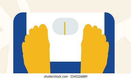 Body weight scale close up on feet for ideal and healthy illustration.