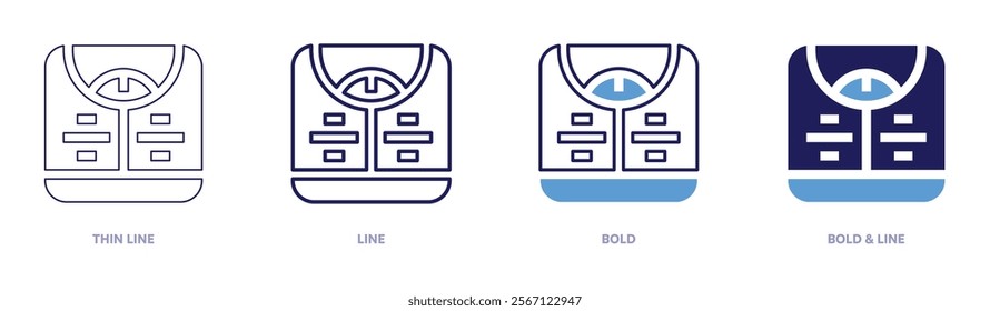 Body weight scale icon in 4 different styles. Thin Line, Line, Bold, and Bold Line. Duotone style. Editable stroke.