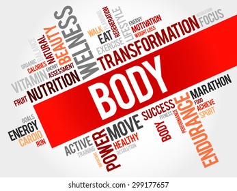 BODY word cloud, fitness, sport, health concept