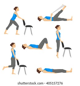 Body Workout Exercise Fitness Training Set. Knee Exercises