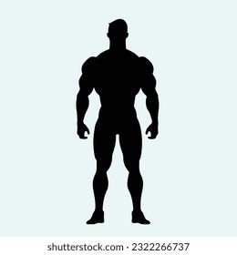 The body of a young man in good shape, silouette vector isolated  