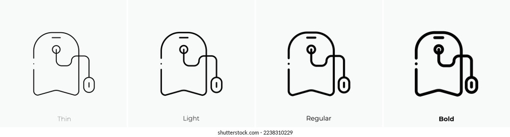 bodyboard icon. Thin, Light Regular And Bold style design isolated on white background
