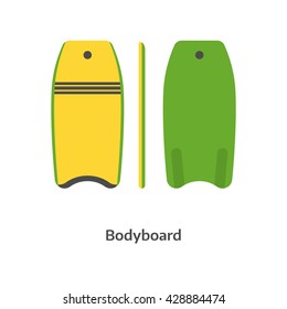 Bodyboard vector icon isolated on white background. Swimming body board illustration. Beginner surfboard. Surfing desk image.