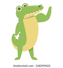 Bodybuilder alligator icon cartoon vector. Cute crocodile. Animal baby