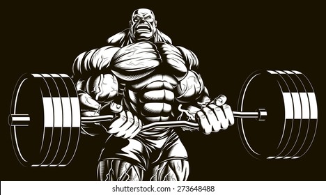 Bodybuilder with barbell 