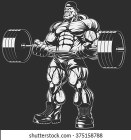 Bodybuilder with barbell 