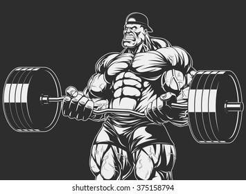 Bodybuilder with barbell 