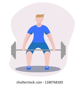 bodybuilder with barbell, deadlift, vector image