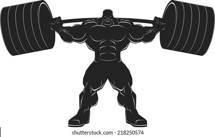 Bodybuilder with a barbell,  illustration vektor