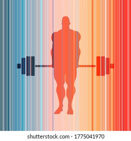 Bodybuilder with barbell silhouettes. Icon of the posing athlete
