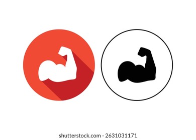 Bodybuilder Bicep Icons in Flat Style, bodybuilder arm muscle icon, gym workout muscle icon