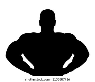 Bodybuilder black on white background, vector