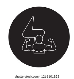 Bodybuilder black vector concept icon. Bodybuilder flat illustration, sign