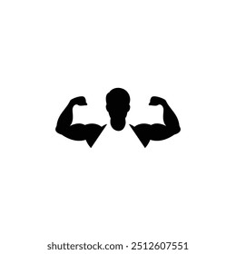 Bodybuilder black and white flat vector icon design