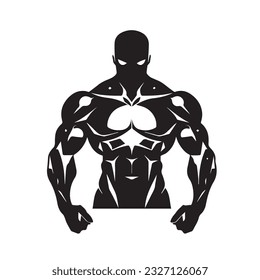 Bodybuilder, Schwarz-Weiß-Silhouettengrafik 