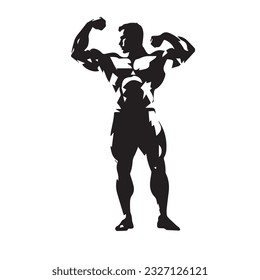 bodybuilder black and white silhouette illustration 