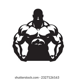 bodybuilder black and white silhouette illustration 