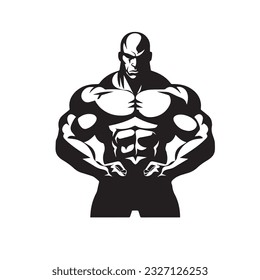 bodybuilder black and white silhouette illustration 