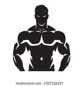 Bodybuilder, Schwarz-Weiß-Silhouettengrafik 