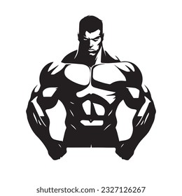 bodybuilder black and white silhouette illustration 