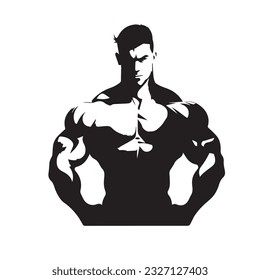 bodybuilder black and white silhouette illustration 