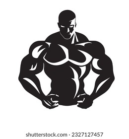 bodybuilder black and white silhouette illustration 