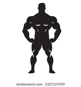 bodybuilder black and white silhouette illustration 