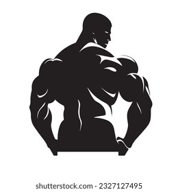 bodybuilder black and white silhouette illustration 