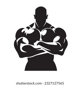 bodybuilder black and white silhouette illustration 