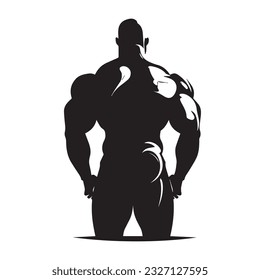 bodybuilder black and white silhouette illustration 