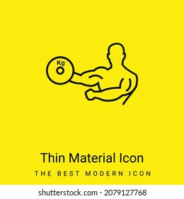 Bodybuilder Carrying Weight On One Hand Outline minimal bright yellow material icon