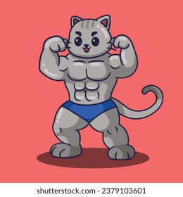 El gato lindo del culturista posa en varias poses