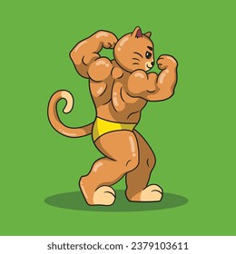 Bodybuilder cute cat poses in various poses