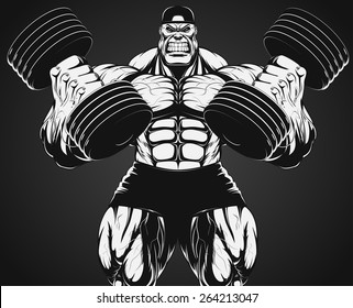 Bodybuilder with dumbbell