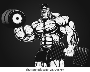 Bodybuilder with dumbbell