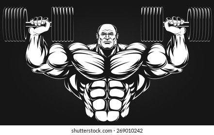Bodybuilder with dumbbell