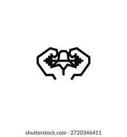 Bodybuilder und Hantel Logo Idee.