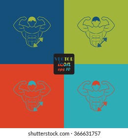 Bodybuilder and Dumbbell sport icon
