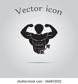 Bodybuilder and Dumbbell sport icon