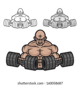 Bodybuilder with dumbbells