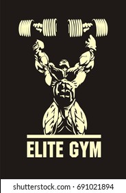 Bodybuilder with dumbbells, vector image