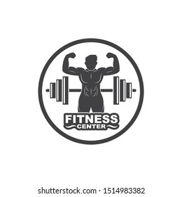 Bodybuilder fitness gym icon logo badge vector illustration design