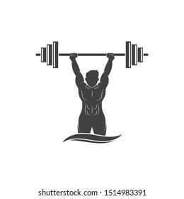 Bodybuilder fitness gym icon logo badge vector illustration design